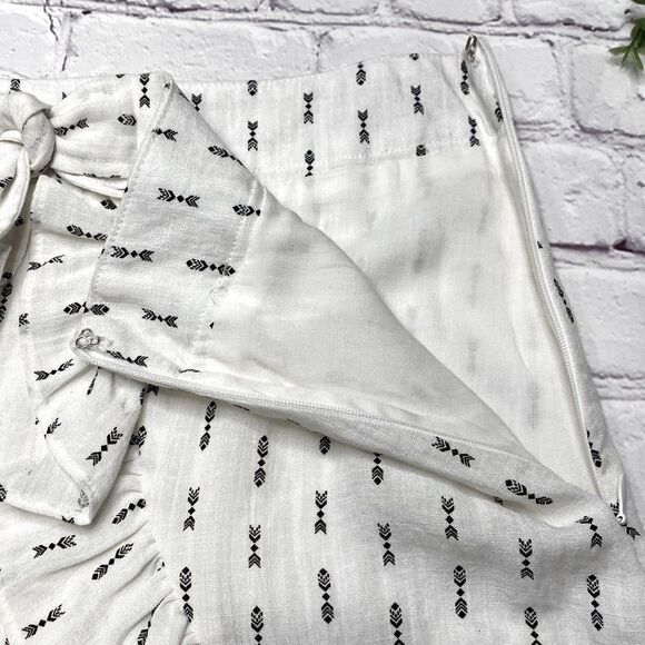 Lost & Wander Ruffle Faux Wrap Rayon Mini Skirt Black White Small - Picture 3 of 9